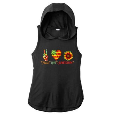 Peace Love & Junenth June 19th Freedom Day Ladies PosiCharge Tri-Blend Wicking Draft Hoodie Tank