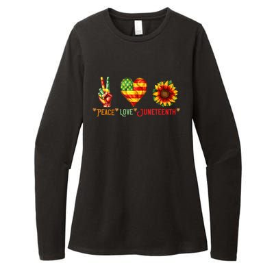 Peace Love & Junenth June 19th Freedom Day Womens CVC Long Sleeve Shirt