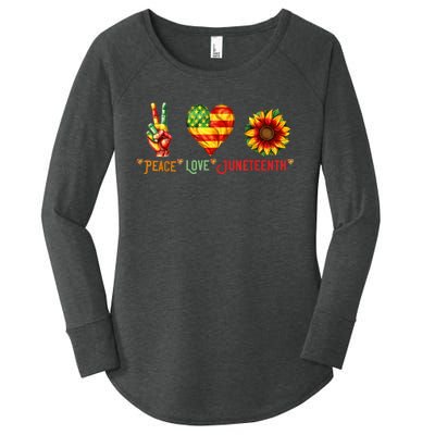 Peace Love & Junenth June 19th Freedom Day Women's Perfect Tri Tunic Long Sleeve Shirt