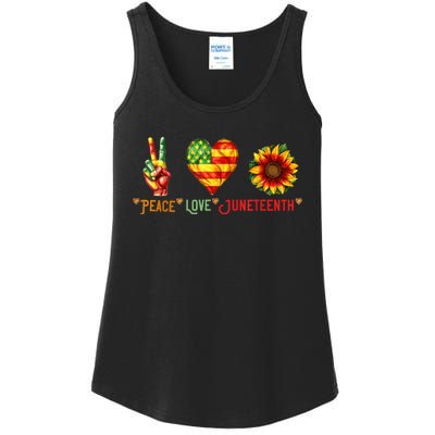 Peace Love & Junenth June 19th Freedom Day Ladies Essential Tank