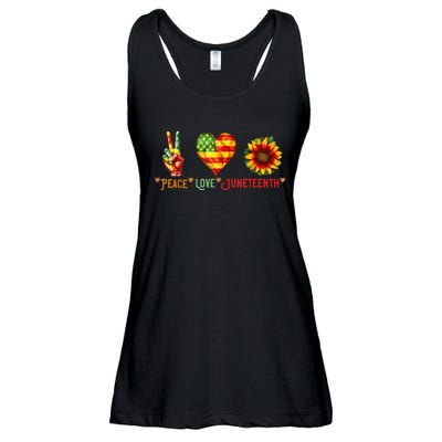 Peace Love & Junenth June 19th Freedom Day Ladies Essential Flowy Tank