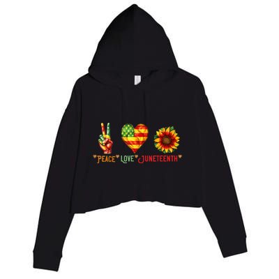 Peace Love & Junenth June 19th Freedom Day Crop Fleece Hoodie