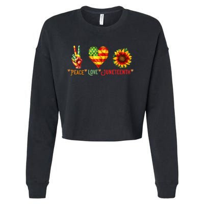 Peace Love & Junenth June 19th Freedom Day Cropped Pullover Crew