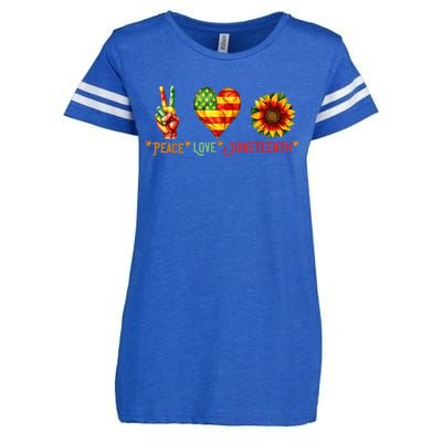 Peace Love & Junenth June 19th Freedom Day Enza Ladies Jersey Football T-Shirt