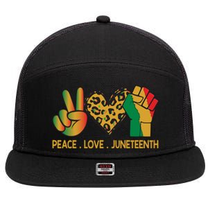 Peace Love Junenth June 19th 1865 Junenth Freedom Day Cool Gift 7 Panel Mesh Trucker Snapback Hat