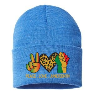 Peace Love Junenth June 19th 1865 Junenth Freedom Day Cool Gift Sustainable Knit Beanie