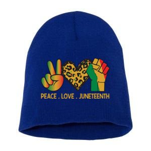 Peace Love Junenth June 19th 1865 Junenth Freedom Day Cool Gift Short Acrylic Beanie