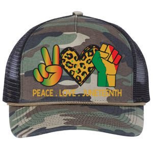 Peace Love Junenth June 19th 1865 Junenth Freedom Day Cool Gift Retro Rope Trucker Hat Cap