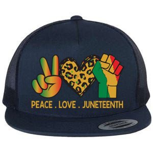 Peace Love Junenth June 19th 1865 Junenth Freedom Day Cool Gift Flat Bill Trucker Hat