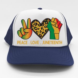 Peace Love Junenth June 19th 1865 Junenth Freedom Day Cool Gift Trucker Hat