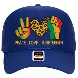 Peace Love Junenth June 19th 1865 Junenth Freedom Day Cool Gift High Crown Mesh Back Trucker Hat