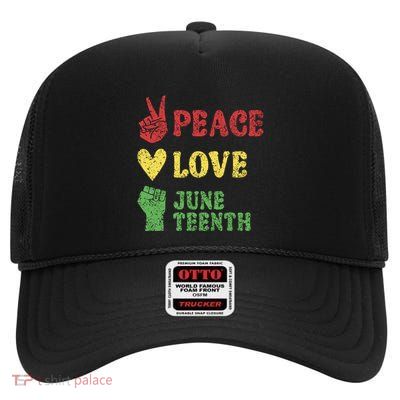 Peace Love Junenth Africa Black 1865 Junenth Gift High Crown Mesh Back Trucker Hat