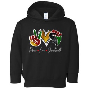 Peace Love Juneteenth Black Pride Freedom 4th Of July Toddler Hoodie