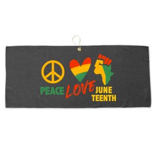 Peace Love Juneteenth 1865 African Woman American Freedom Gift African Pride Large Microfiber Waffle Golf Towel