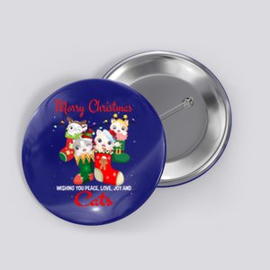 Peace Love Joy And Cats In Sock Christmas For Cat Lover Cute Gift Button