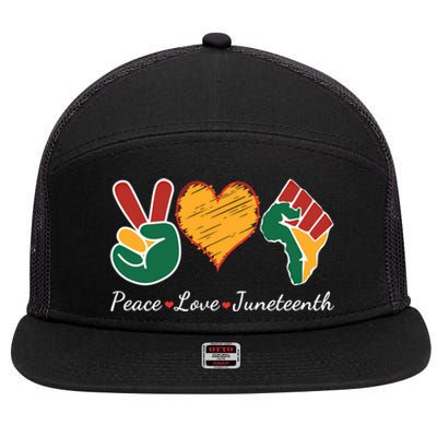 Peace Love Juneteenth Independence Black History Blm African Gift 7 Panel Mesh Trucker Snapback Hat