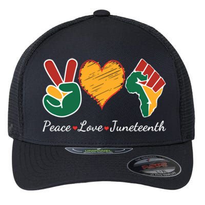 Peace Love Juneteenth Independence Black History Blm African Gift Flexfit Unipanel Trucker Cap