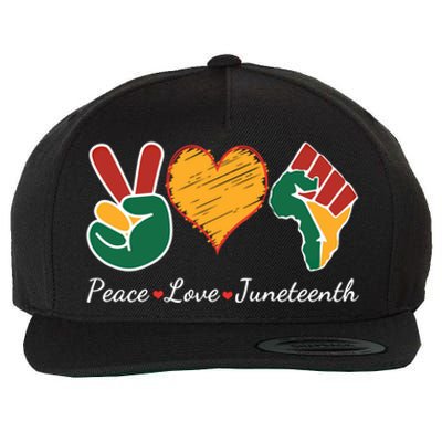 Peace Love Juneteenth Independence Black History Blm African Gift Wool Snapback Cap