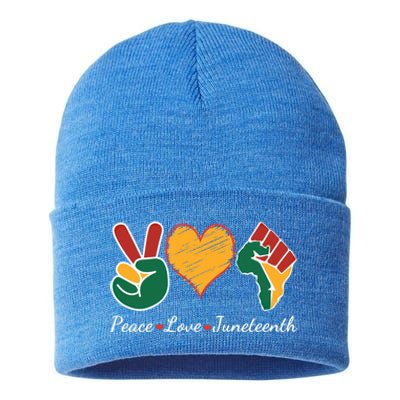 Peace Love Juneteenth Independence Black History Blm African Gift Sustainable Knit Beanie