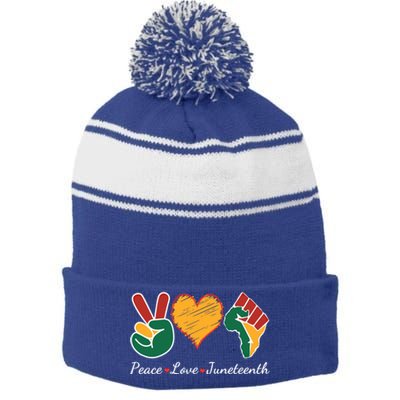 Peace Love Juneteenth Independence Black History Blm African Gift Stripe Pom Pom Beanie