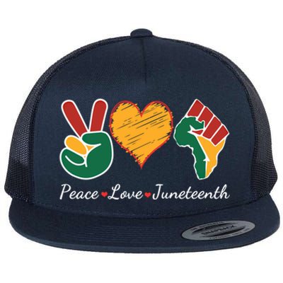 Peace Love Juneteenth Independence Black History Blm African Gift Flat Bill Trucker Hat