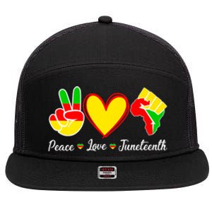 Peace Love Juneteenth Black Pride Freedom Independence Gift African Pride 7 Panel Mesh Trucker Snapback Hat