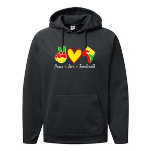 Peace Love Juneteenth Black Pride Freedom Independence Gift African Pride Performance Fleece Hoodie