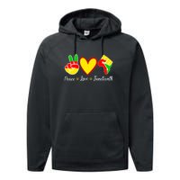 Peace Love Juneteenth Black Pride Freedom Independence Gift African Pride Performance Fleece Hoodie