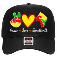 Peace Love Juneteenth Black Pride Freedom Independence Gift African Pride High Crown Mesh Back Trucker Hat