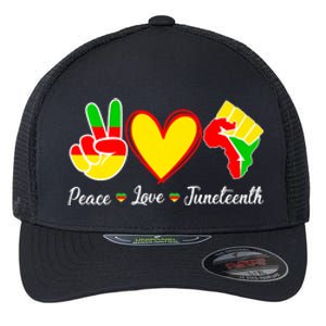 Peace Love Juneteenth Black Pride Freedom Independence Gift African Pride Flexfit Unipanel Trucker Cap