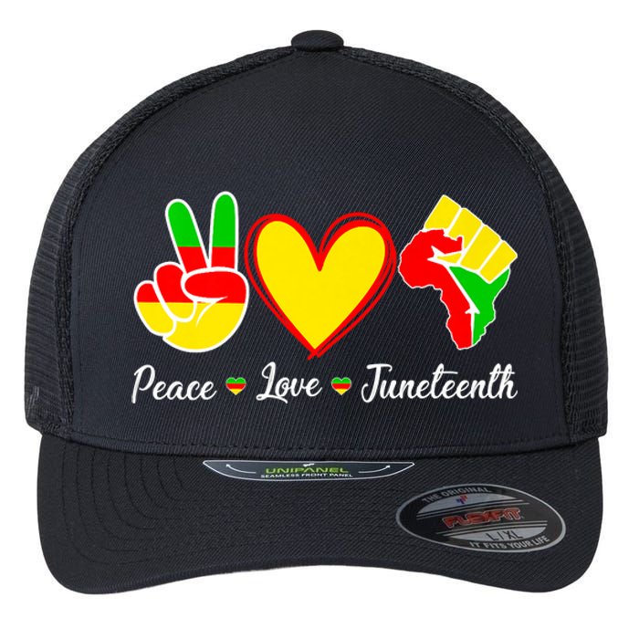 Peace Love Juneteenth Black Pride Freedom Independence Gift African Pride Flexfit Unipanel Trucker Cap