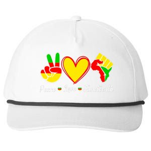 Peace Love Juneteenth Black Pride Freedom Independence Gift African Pride Snapback Five-Panel Rope Hat