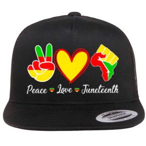 Peace Love Juneteenth Black Pride Freedom Independence Gift African Pride Flat Bill Trucker Hat