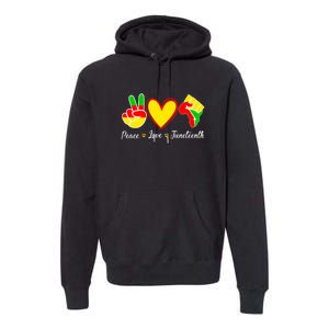 Peace Love Juneteenth Black Pride Freedom Independence Gift African Pride Premium Hoodie