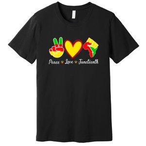 Peace Love Juneteenth Black Pride Freedom Independence Gift African Pride Premium T-Shirt