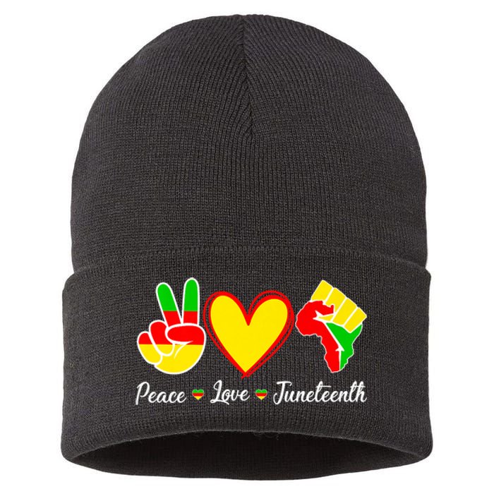 Peace Love Juneteenth Black Pride Freedom Independence Gift African Pride Sustainable Knit Beanie