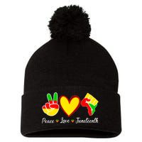 Peace Love Juneteenth Black Pride Freedom Independence Gift African Pride Pom Pom 12in Knit Beanie