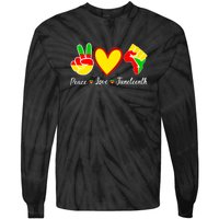 Peace Love Juneteenth Black Pride Freedom Independence Gift African Pride Tie-Dye Long Sleeve Shirt