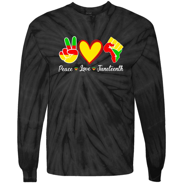 Peace Love Juneteenth Black Pride Freedom Independence Gift African Pride Tie-Dye Long Sleeve Shirt