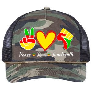 Peace Love Juneteenth Black Pride Freedom Independence Gift African Pride Retro Rope Trucker Hat Cap