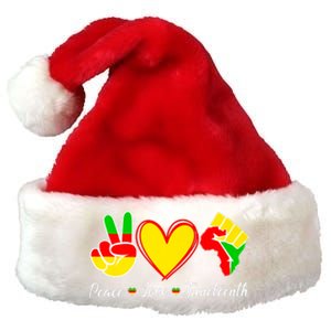 Peace Love Juneteenth Black Pride Freedom Independence Gift African Pride Premium Christmas Santa Hat