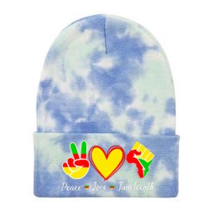 Peace Love Juneteenth Black Pride Freedom Independence Gift African Pride Tie Dye 12in Knit Beanie