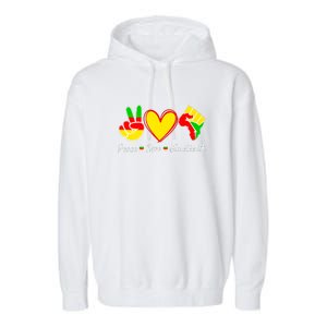 Peace Love Juneteenth Black Pride Freedom Independence Gift African Pride Garment-Dyed Fleece Hoodie