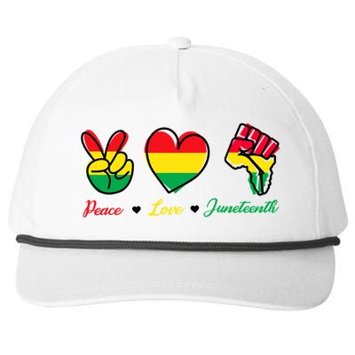 Peace Love Juneteenth Black Freedom 1865 Gift Snapback Five-Panel Rope Hat