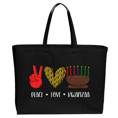 Peace Love Kwanzaa Pajamas African Happy Kwanzaa Matching Cotton Canvas Jumbo Tote