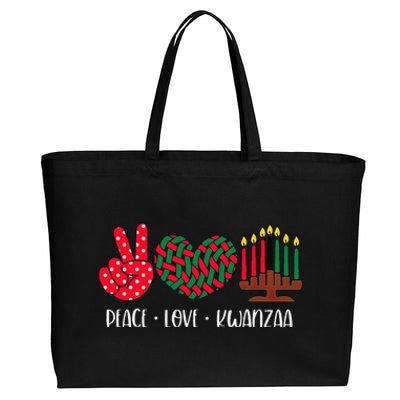 Peace Love Kwanzaa Christmas Family Kwanzaa Candles Cotton Canvas Jumbo Tote