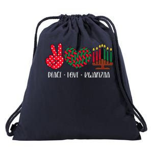 Peace Love Kwanzaa Christmas Family Kwanzaa Candles Drawstring Bag