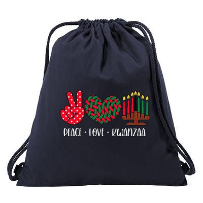 Peace Love Kwanzaa Christmas Family Kwanzaa Candles Drawstring Bag