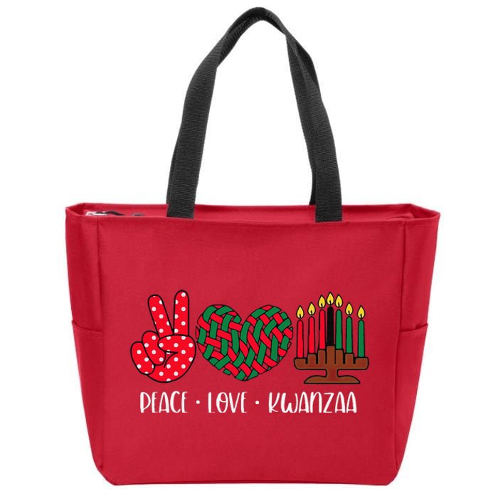 Peace Love Kwanzaa Christmas Family Kwanzaa Candles Zip Tote Bag