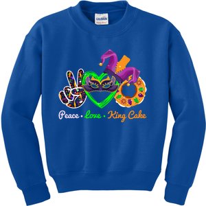 Peace Love King Cake Mardi Gras Carnival Costume Purple Gift Kids Sweatshirt